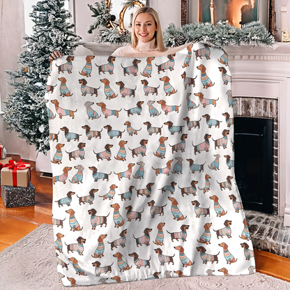 Shineful Fleece Blanket Playful Dachshunds