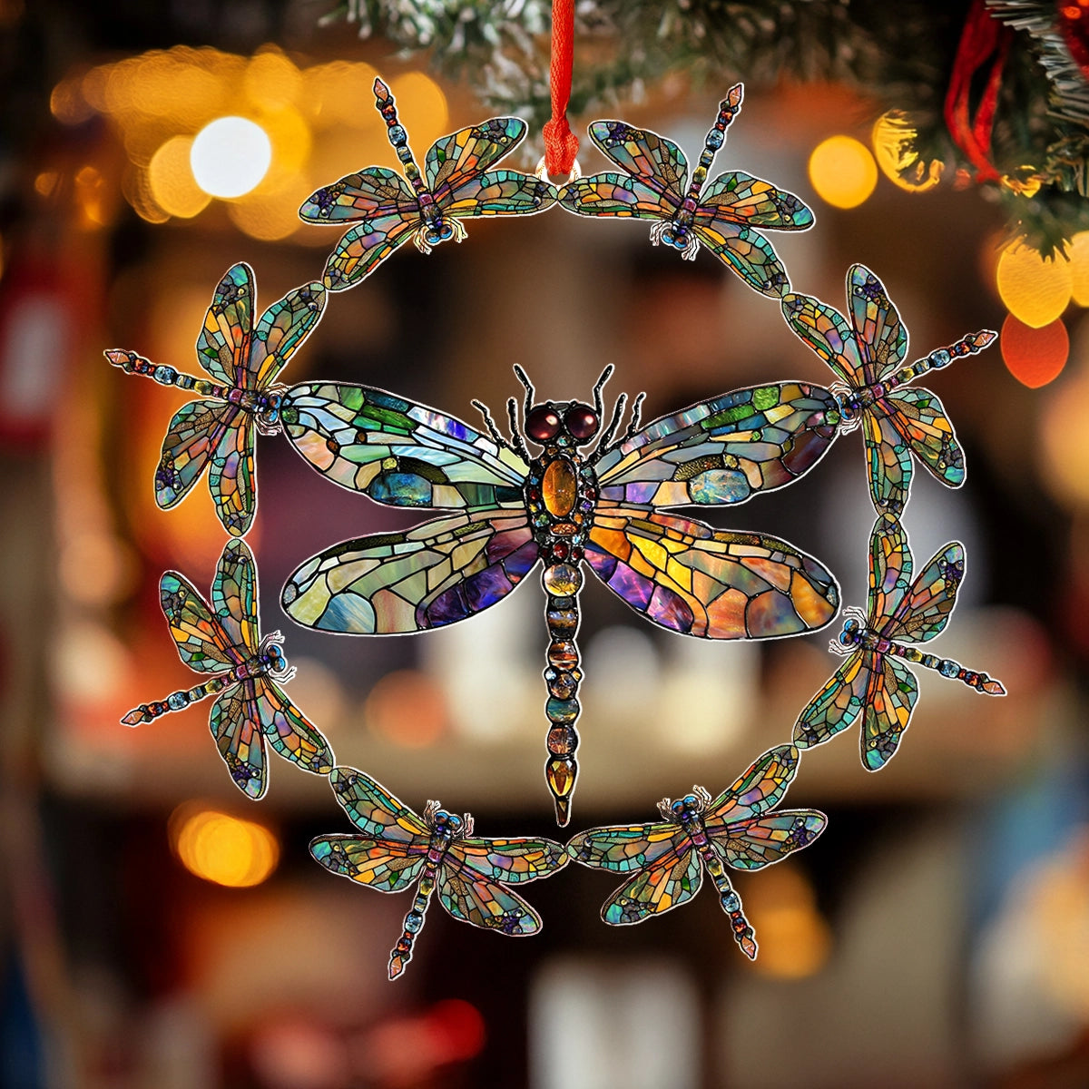 Shineful 2D Acrylic Ornament Circle of Light Dragonfly Radiance