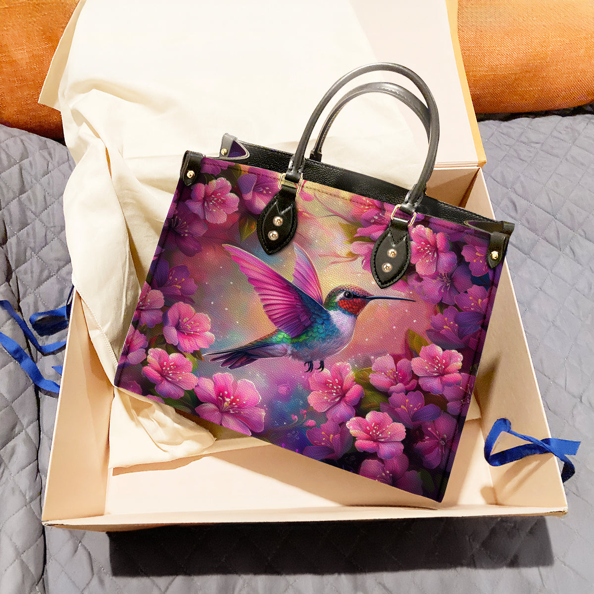 Shineful Leather Bag Blossom Hummingbird