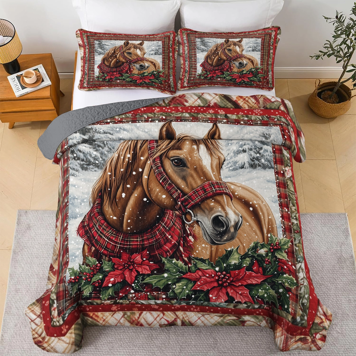 Shineful All Season Quilt 3-Piece Set -  Rustic Elegance Horse