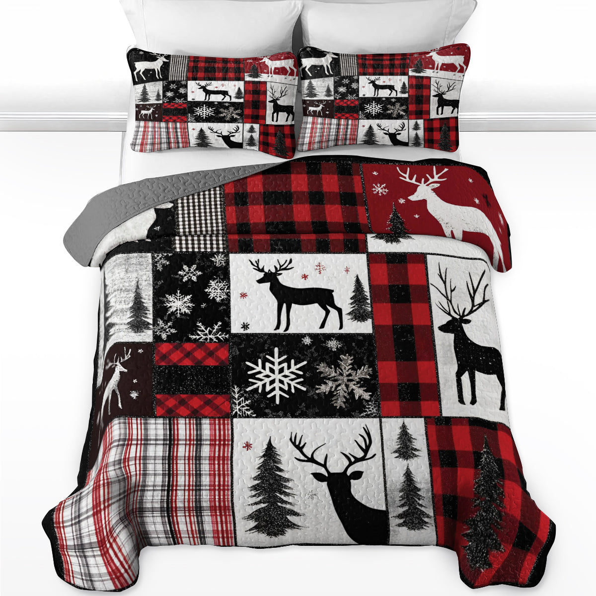 Shineful All Season Quilt 3-Piece Set Christmas Forest