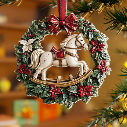 Shineful 2D Acrylic Ornament Holiday Rocking Horse Wreath