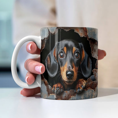 Shineful Ceramic Mug Cute Peeking Dachshund