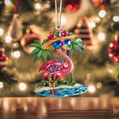 Shineful 2D Acrylic Ornament - Holiday Paradise Flamingo