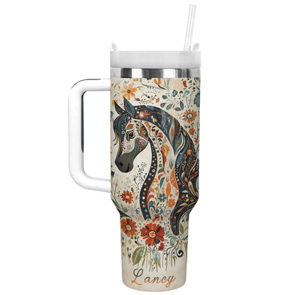 Glänzender Becher mit Blumenmotiv, Spirit Horse