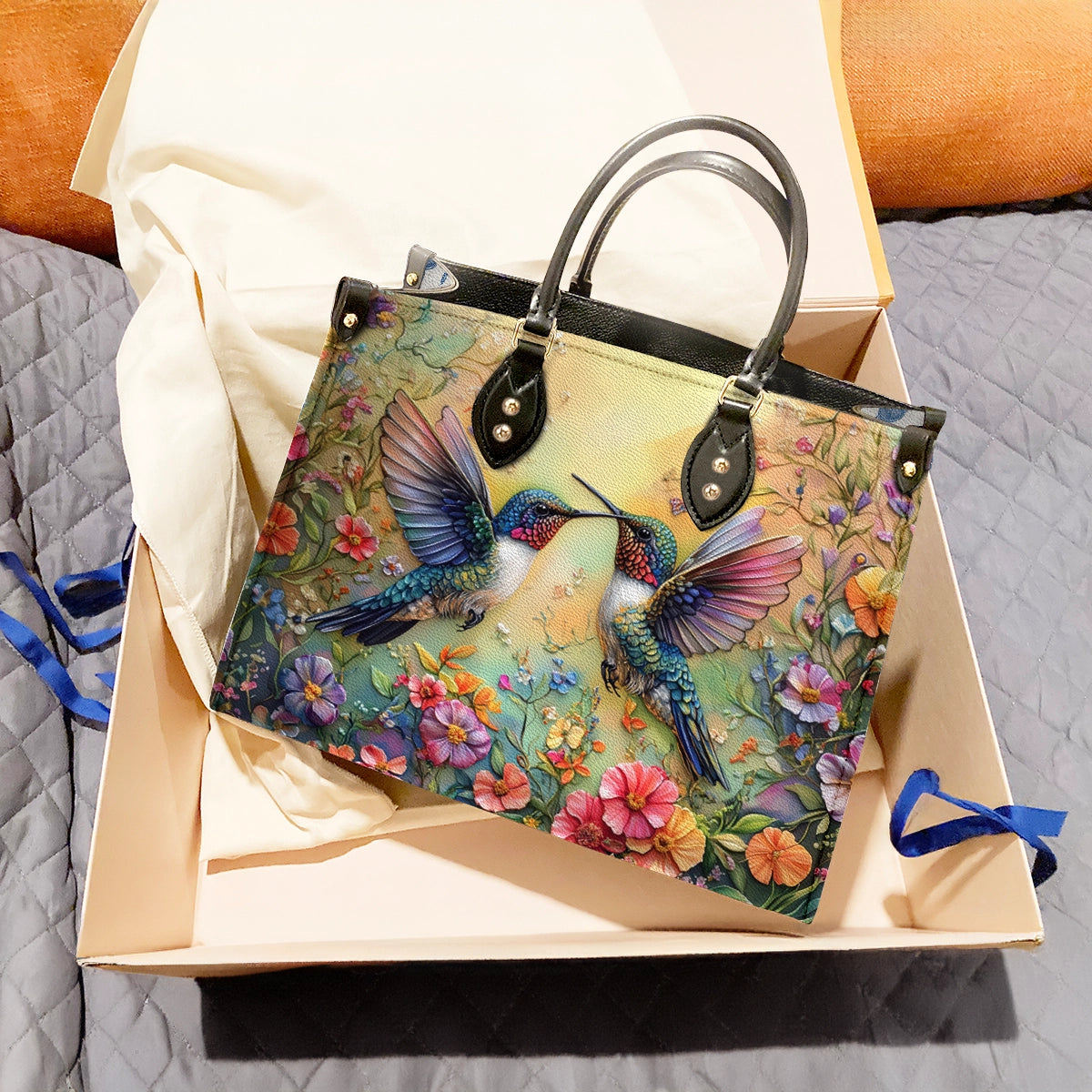 Glänzende Ledertasche Hummingbird Harmony