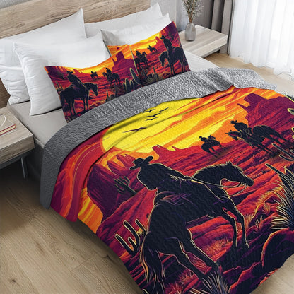 Shineful All Season Quilt 3-Piece Set -  Cowboy Sunset Wild West