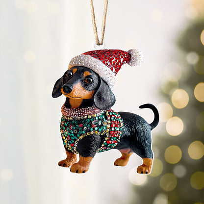 Shineful 2D Acrylic Ornament Christmas Dachshund Collection