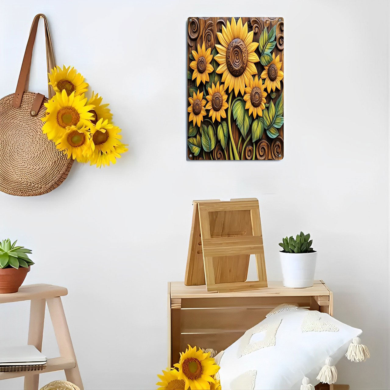 Shineful 2D Flat Print Metal Sign Vintage Sunflowers