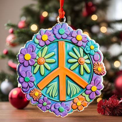 Shineful 2D Acrylic Ornament - Peace Sign And Flower