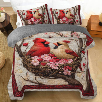 Shineful All Season Quilt 3-Piece Set Cardinal Rose