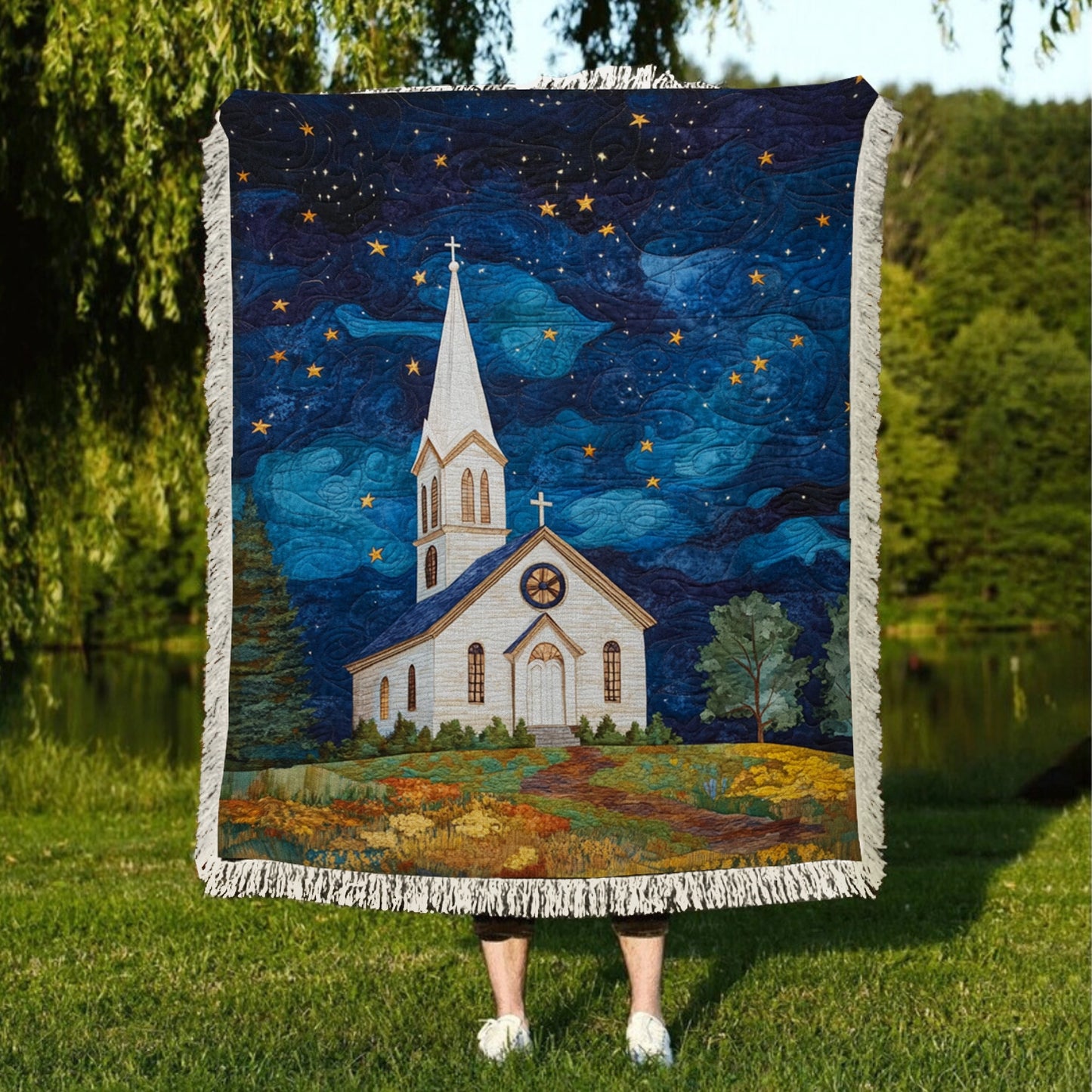 Shineful Woven Tapestry Throw Blanket God Starlight Sanctuary