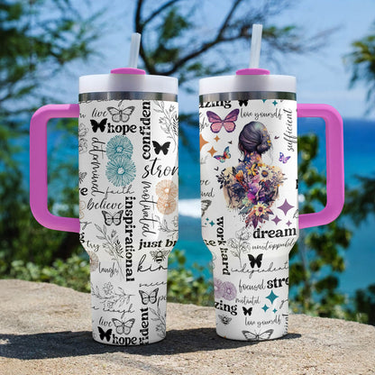 Affirmation quotidienne du papillon Shineful Tumbler