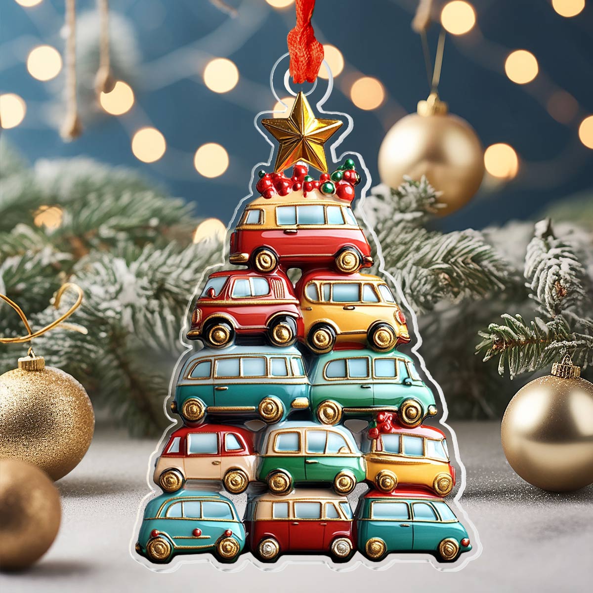 Shineful 2D Acrylic Ornament Camper Christmas Tree