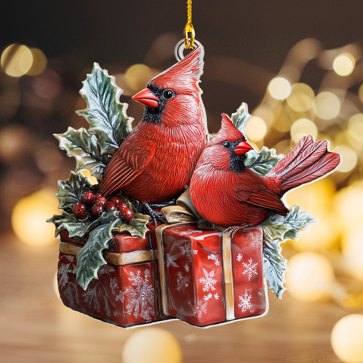 Shineful 2D Acrylic Ornament - Cardinal Holiday Whispers