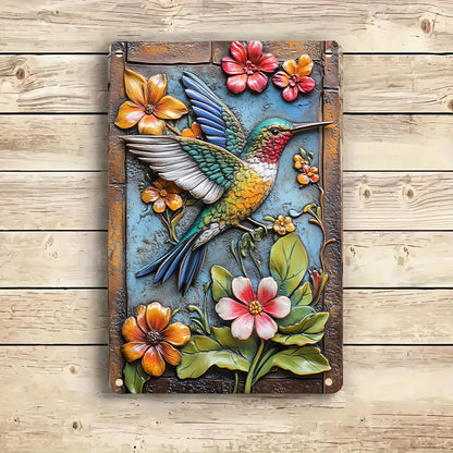 Shineful 2D Metal Sign Charming Hummingbird