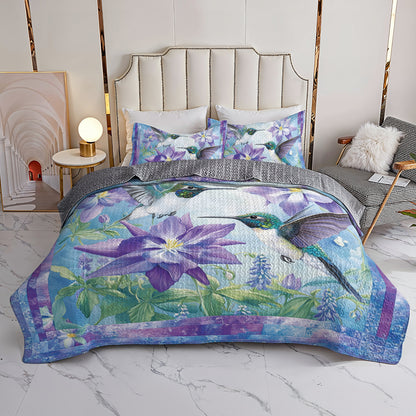 Shineful All Season Quilt 3-Piece Set Hummingbird Serenity