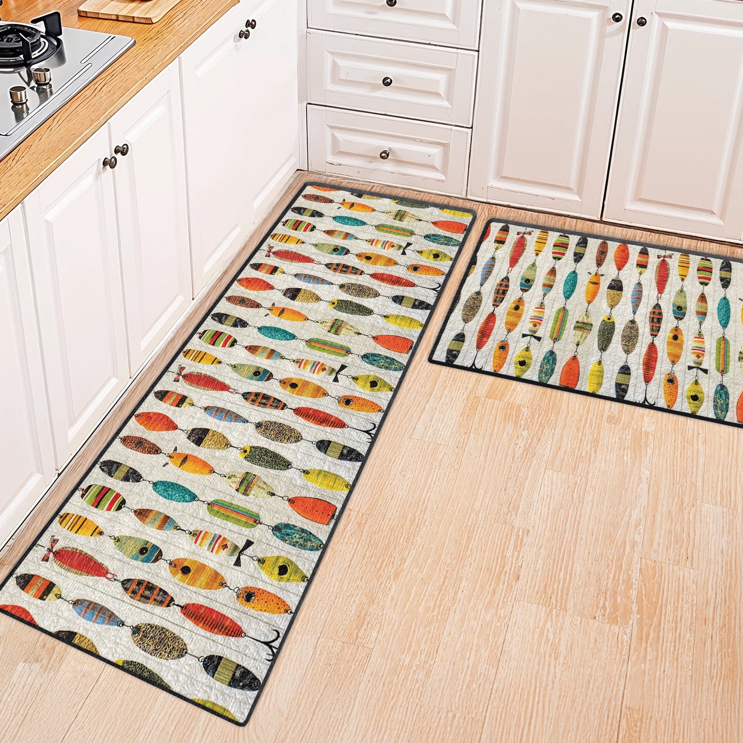 Shineful Ultra-Thin Non Skid Floor Mat, Kitchen Rugs Fishing Big Catch