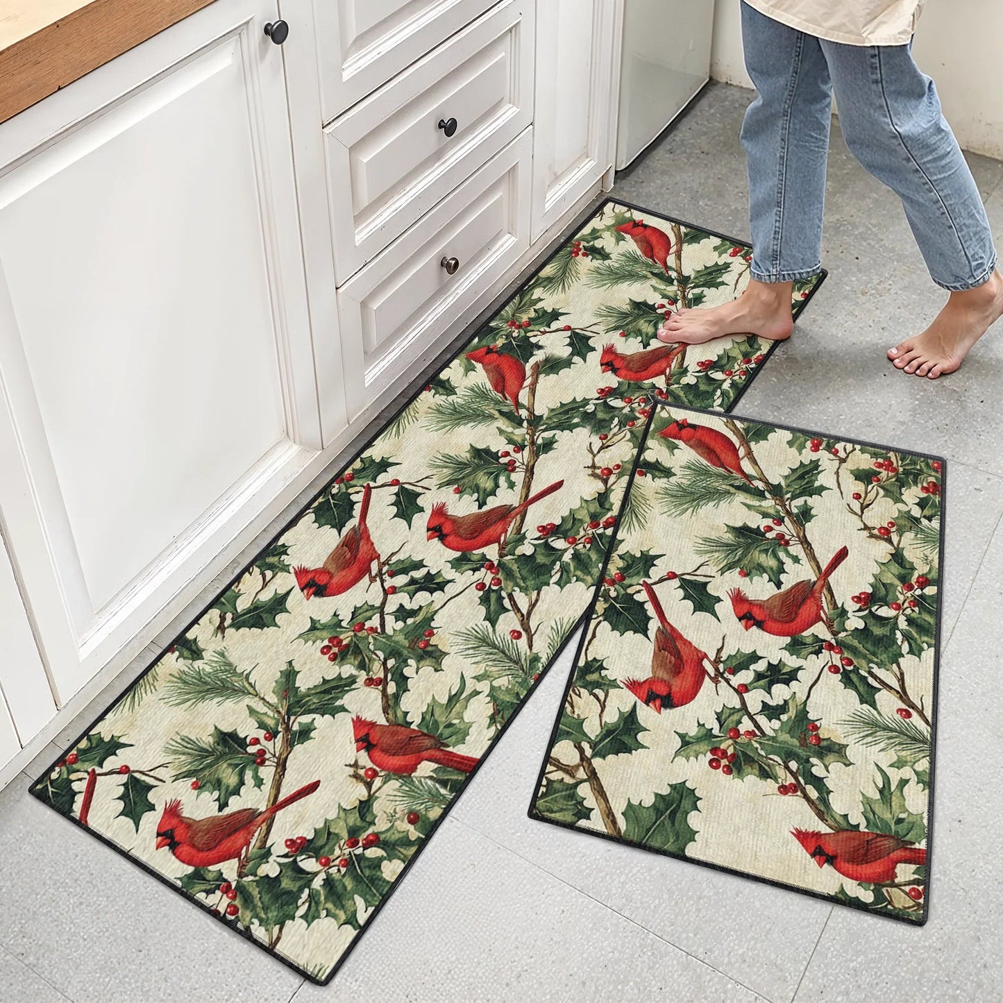 Shineful Ultra-Thin Non Skid Floor Mat, Kitchen Rugs Cardinal Bliss