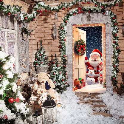 Glänzende Türverkleidung - Festlicher Weihnachtsmann, gemütliches Zuhause 