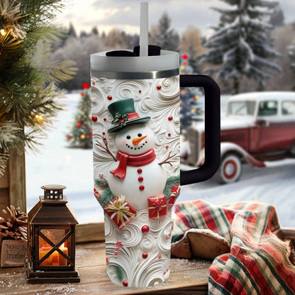 Shineful Glossy Tumbler Whimsical Snowman Christmas