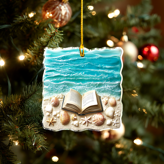 Shineful 2D Acrylic Ornament Healing Beachside Reading Escape