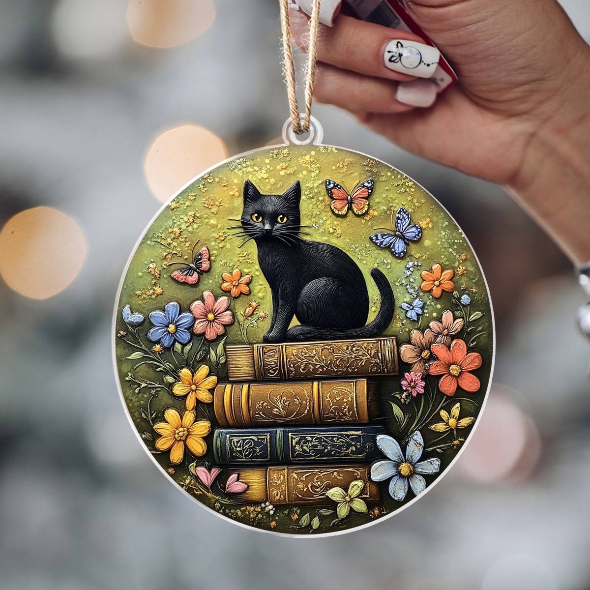 Shineful 2D Acrylic Ornament Literary Feline