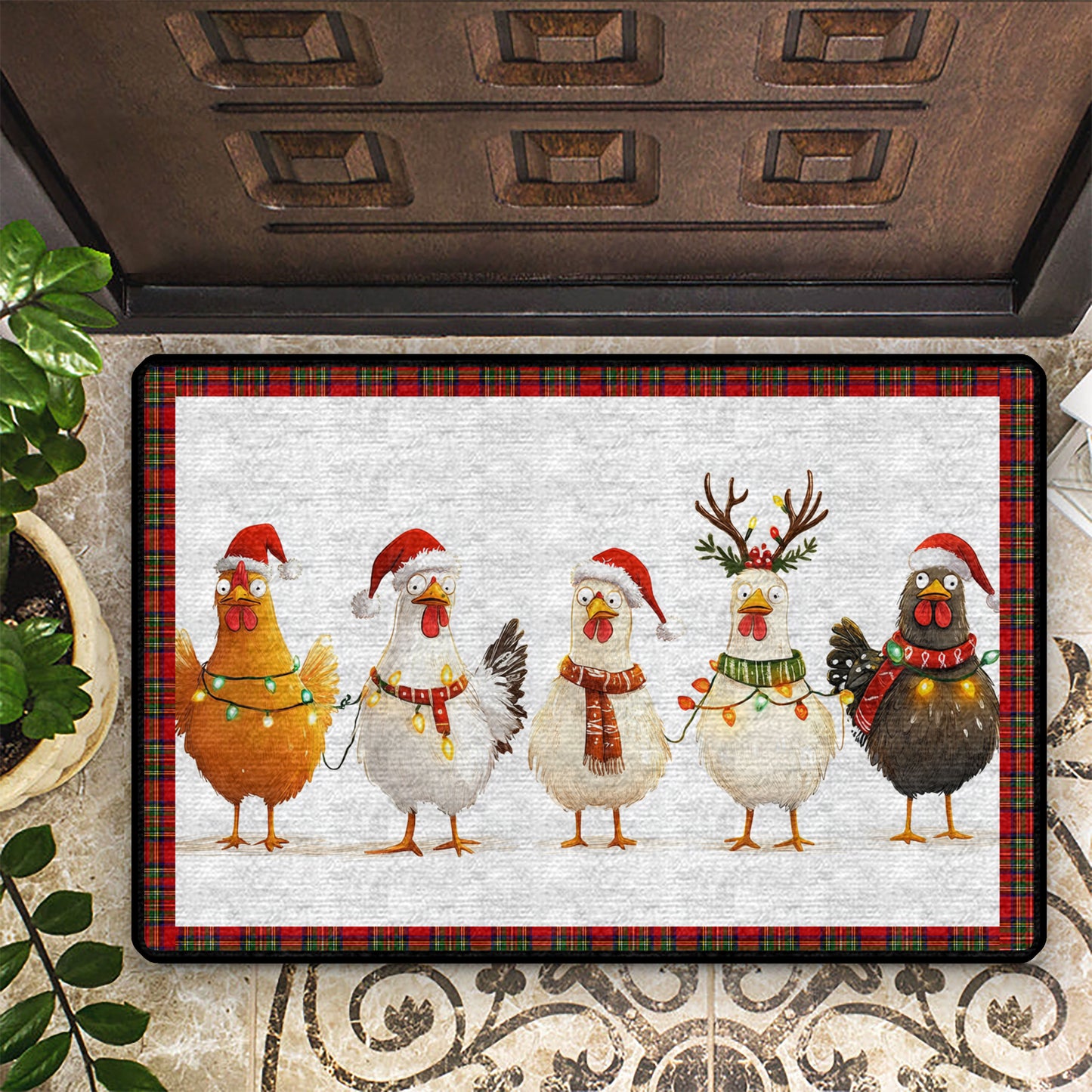 Shineful Ultra-Thin Non Skid Floor Mat, Kitchen Rugs Chicken Holiday