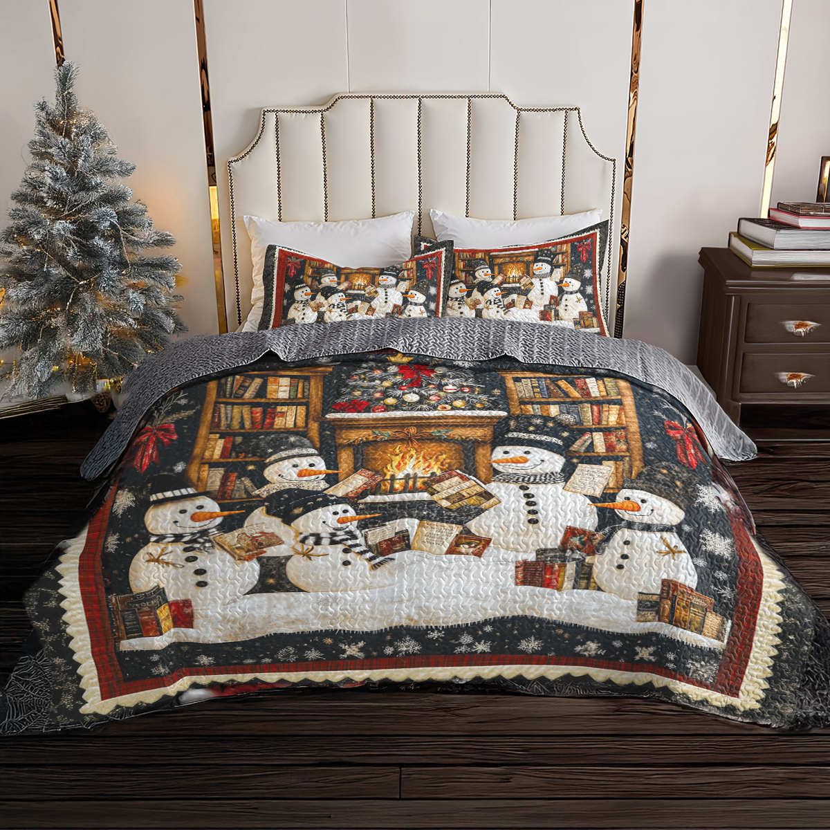 Shineful All Season Quilt 3-Piece Set Snowman Book Club