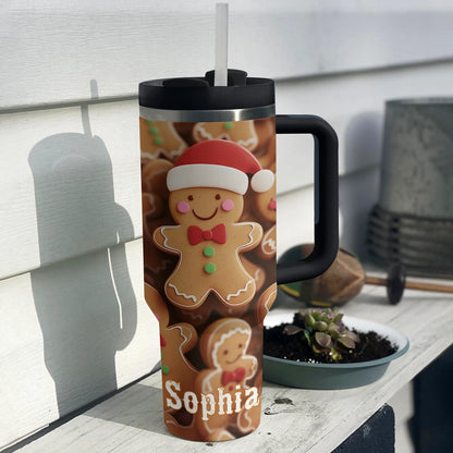 Shineful Glossy Tumbler Personalized Christmas Gingerbread Cheer