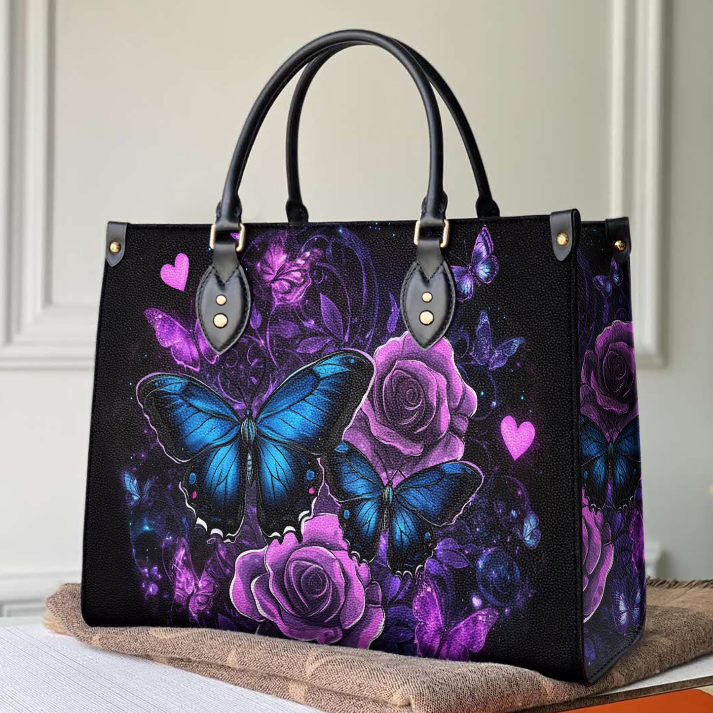 Sac en cuir brillant Enchanted Midnight Bloom