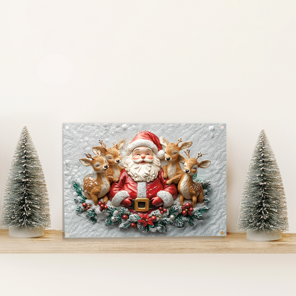 Shineful 2D Metal Sign Cheerful Santa & Deer