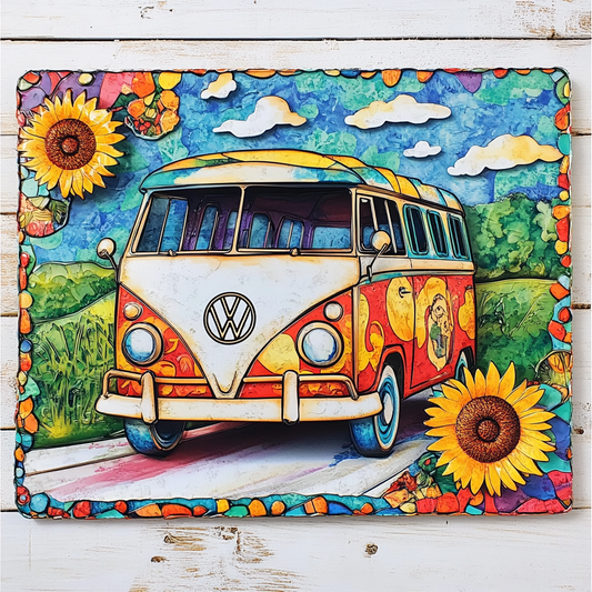 Shineful 2D Metal Sign Groovy Vibes Van