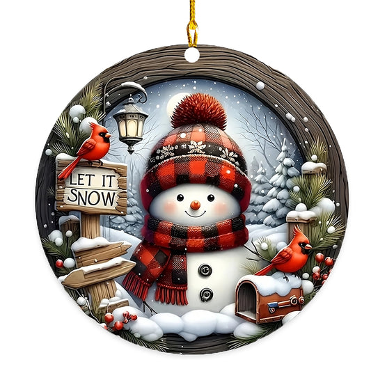 Glänzendes 2D Acrylornament Cozy Snowman