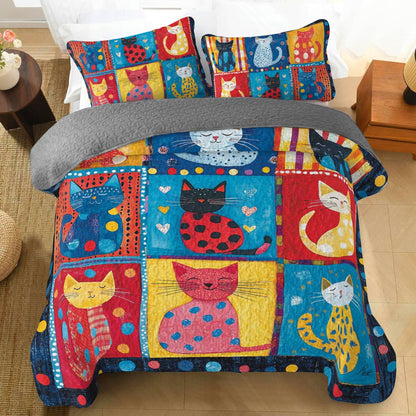 Shineful All Season Quilt 3-Piece Set Purrfect Pals