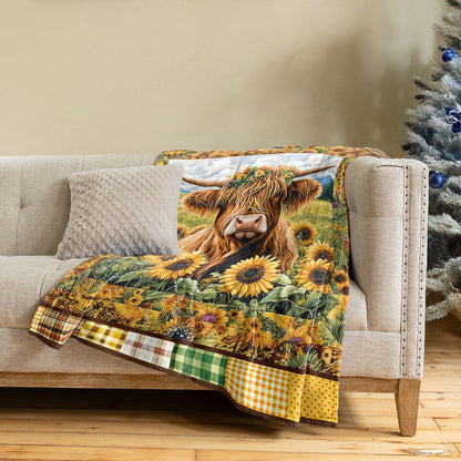 Shineful Fleece Blanket Rustic Highland Cow Farm Quilt