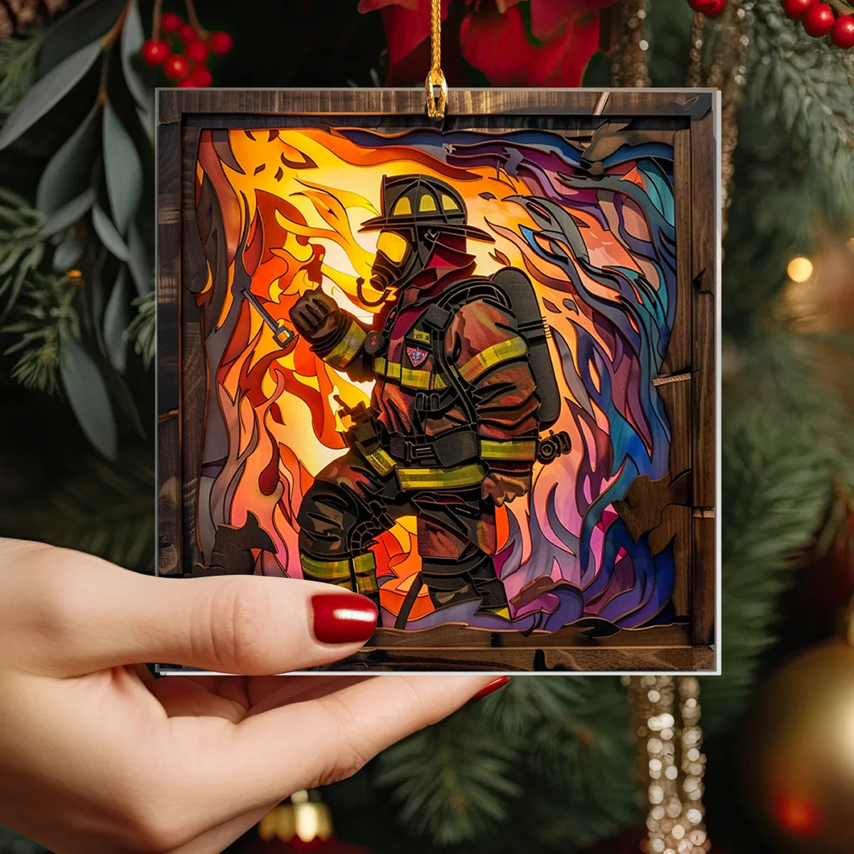 Shineful Acrylic Ornament Firefighter : First Responder Flask Set