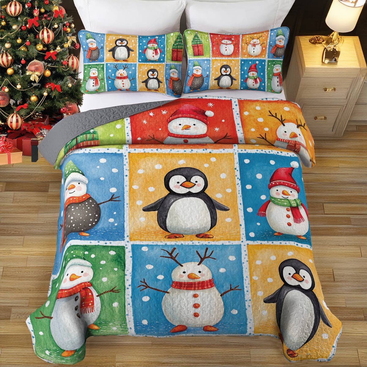 Shineful All Season Quilt 3-teiliges Set Cozy Penguins