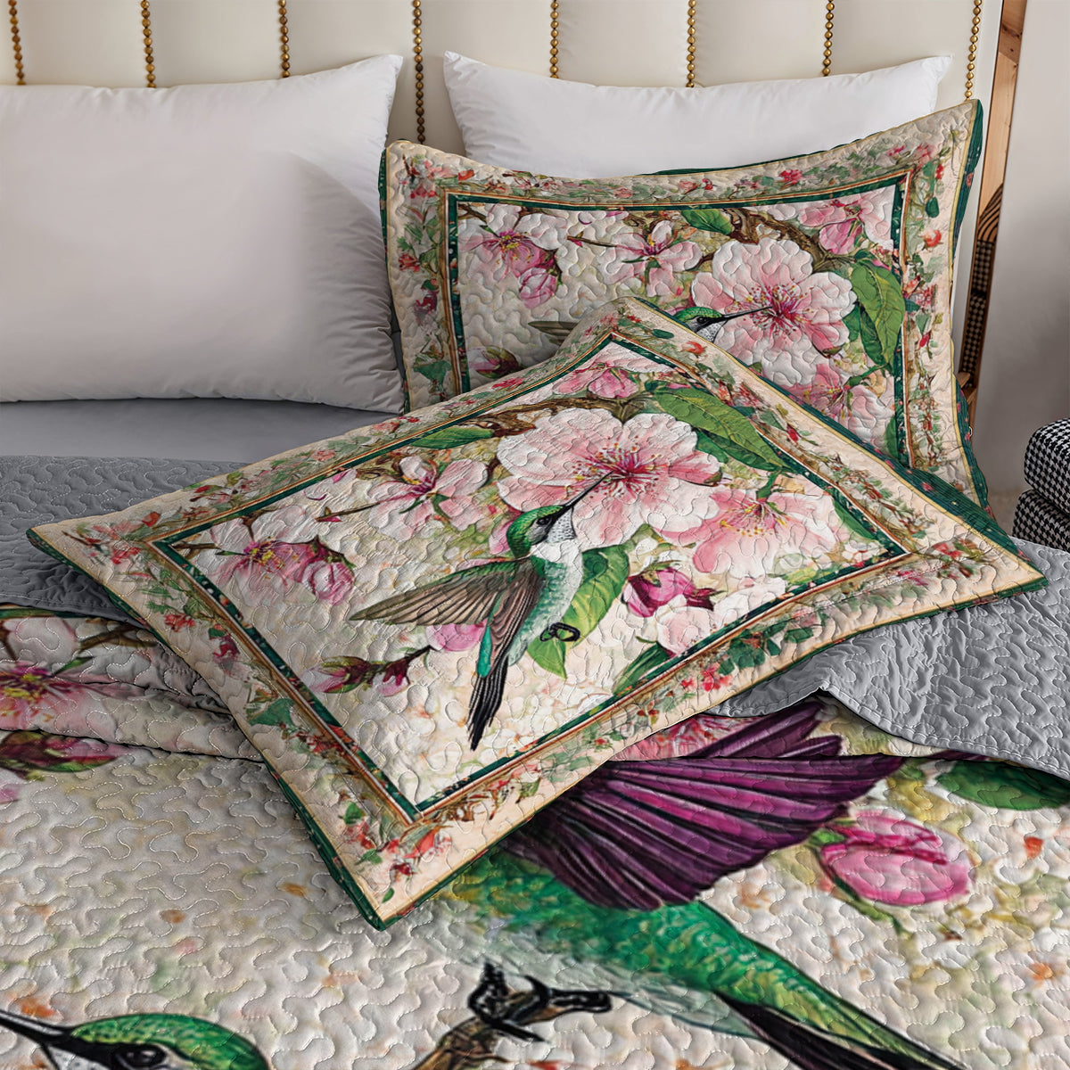 Shineful All Season Quilt 3-Piece Set Hummingbird Blossom