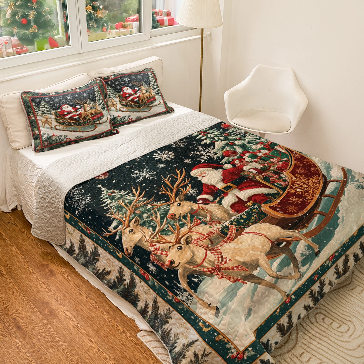 Shineful All Season Quilt 3-Piece Set - Christmas Sleigh Ride