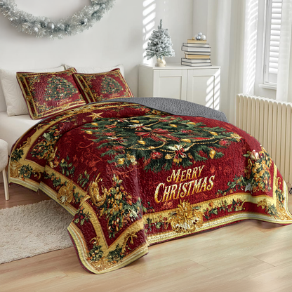 Shineful All Season Quilt 3-Piece Set Royal Christmas Tree