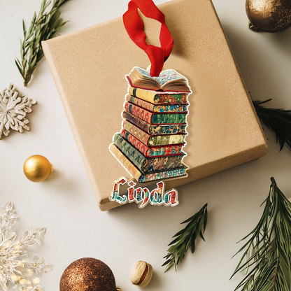 Shineful Personalized 2D Acrylic Ornament Whimsical Patterned Book