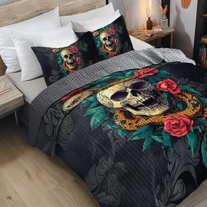 Shineful All Season Quilt 3-Piece Set - Romance Skull Poisoned Love