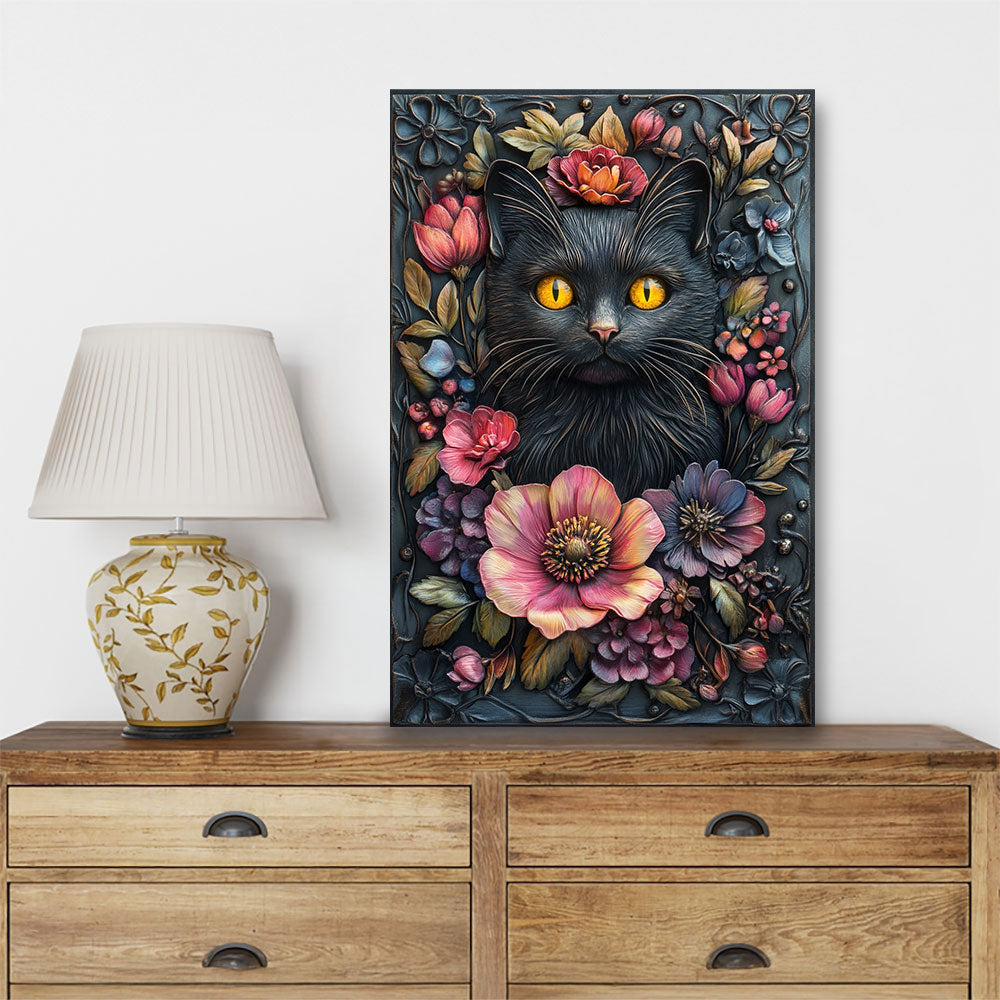 Shineful 2D Metal Sign Feline Floral Fantasy