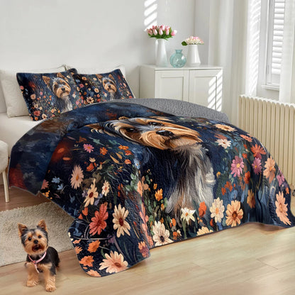 Shineful All Season Quilt 3-Piece Set  Enchanted Yorkie Bloom