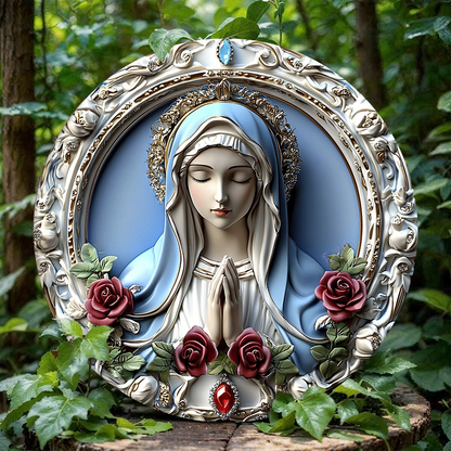 Shineful 2D Wooden Plaque, Hanging Decor, Door Sign - Sacred Heart Virgin Mary