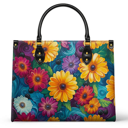 Glänzende Ledertasche Blooming Whirl