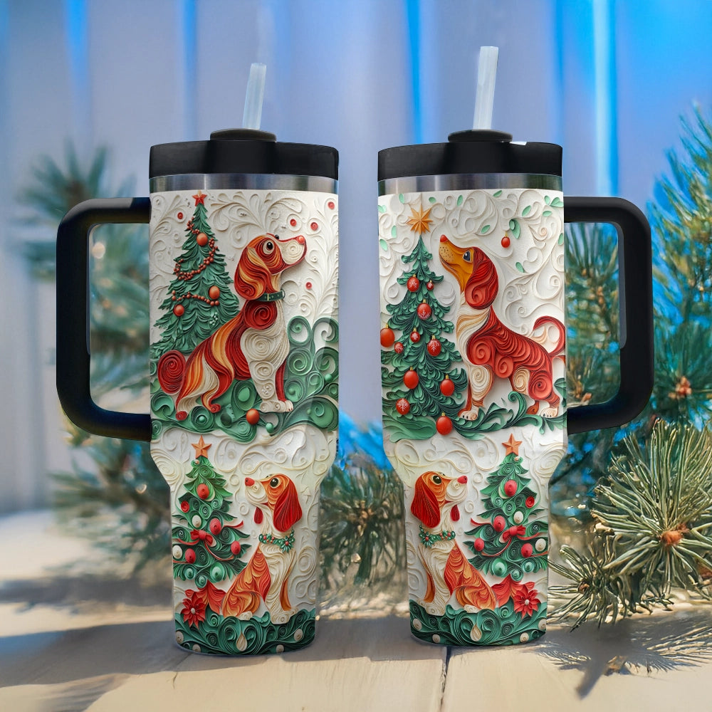 Shineful Glossy Tumbler Dachshund & Claws Christmas