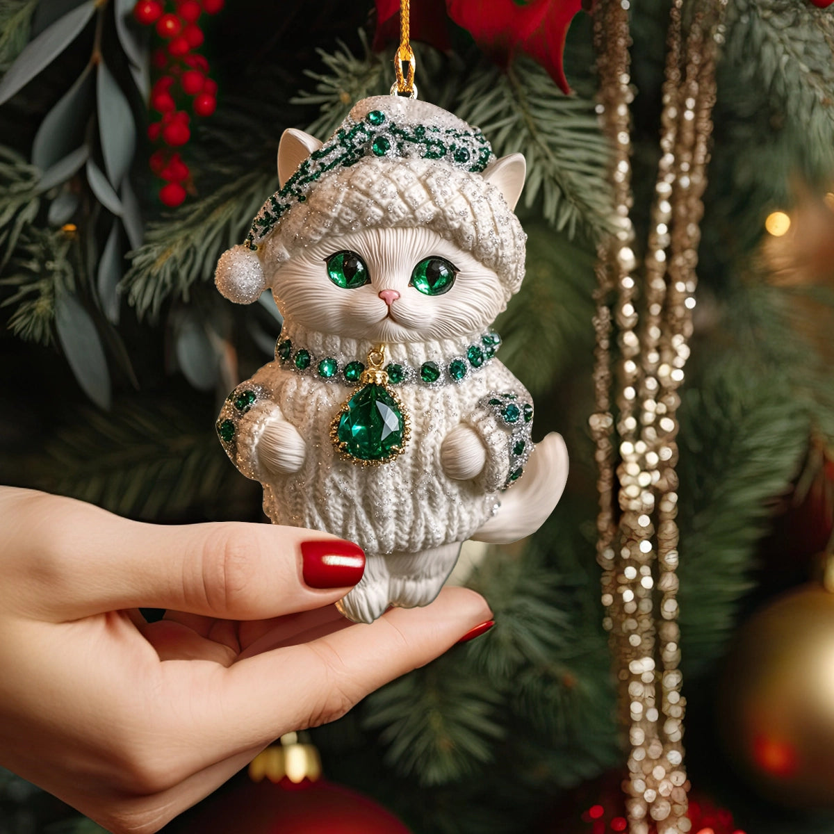 Shineful 2D Acrylic Ornament Emerald Frost Kitty