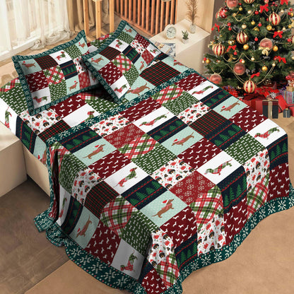 Shineful 4-Piece Bed Sheet Set Dachshund Christmas